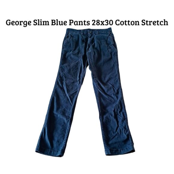 George Slim Blue Dress Pants - Size 28x30 - Picture 1 of 12